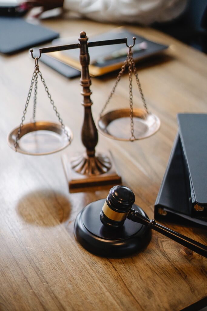 Close-up of a desk in a legal sector